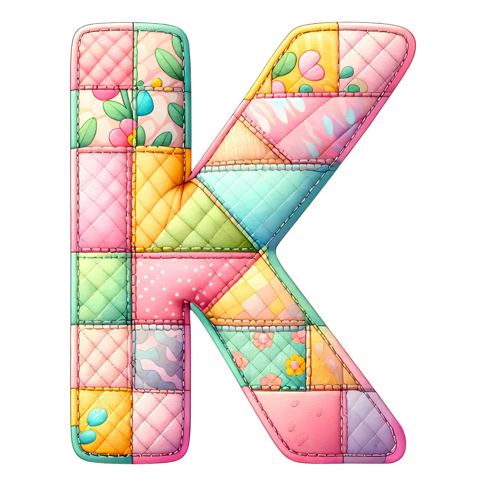 Pink Patchwork Alphabet Fabric Panel 22
