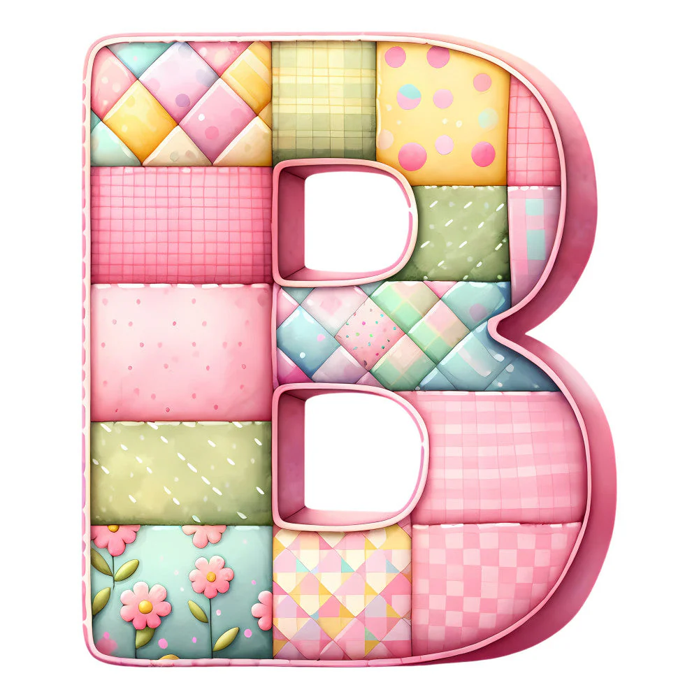 Pink Patchwork Alphabet Fabric Panel 38