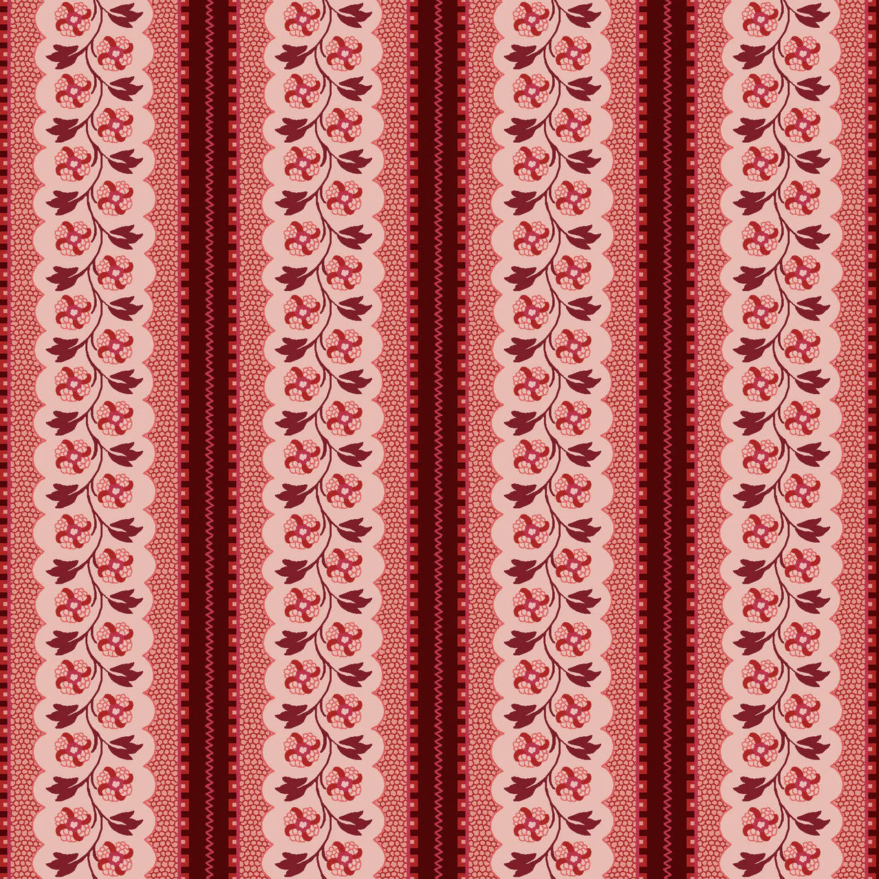 Pink Scallop Stripe Lost Gardens of Heligan Cotton 43"/44" Fabric Per Yard