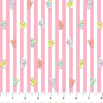 Pink Strips Springtime Squishmallows Cotton 44"/45" Fabric Per Yard