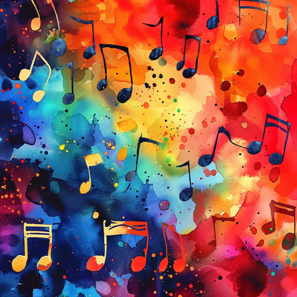 Pop Art Music Notes Fabric Panel 2