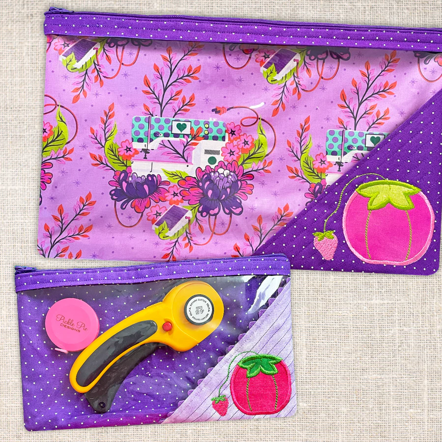 Project Bags In the Hoop Machine Embroidery Design Set Pickle Pie Designs