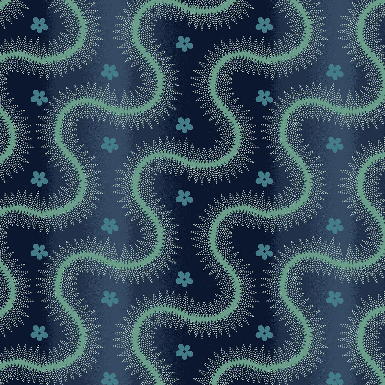Prussian Blue Serpentine Stripe Lost Gardens of Heligan Cotton 43"/44" Fabric Per Yard