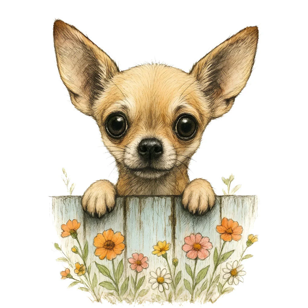 Puppies Peeking Over Fence Fabric Panel 10