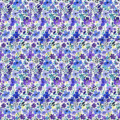 Purple Digital Lisa Lovelies 44"/45" Cotton Fabric Per Yard