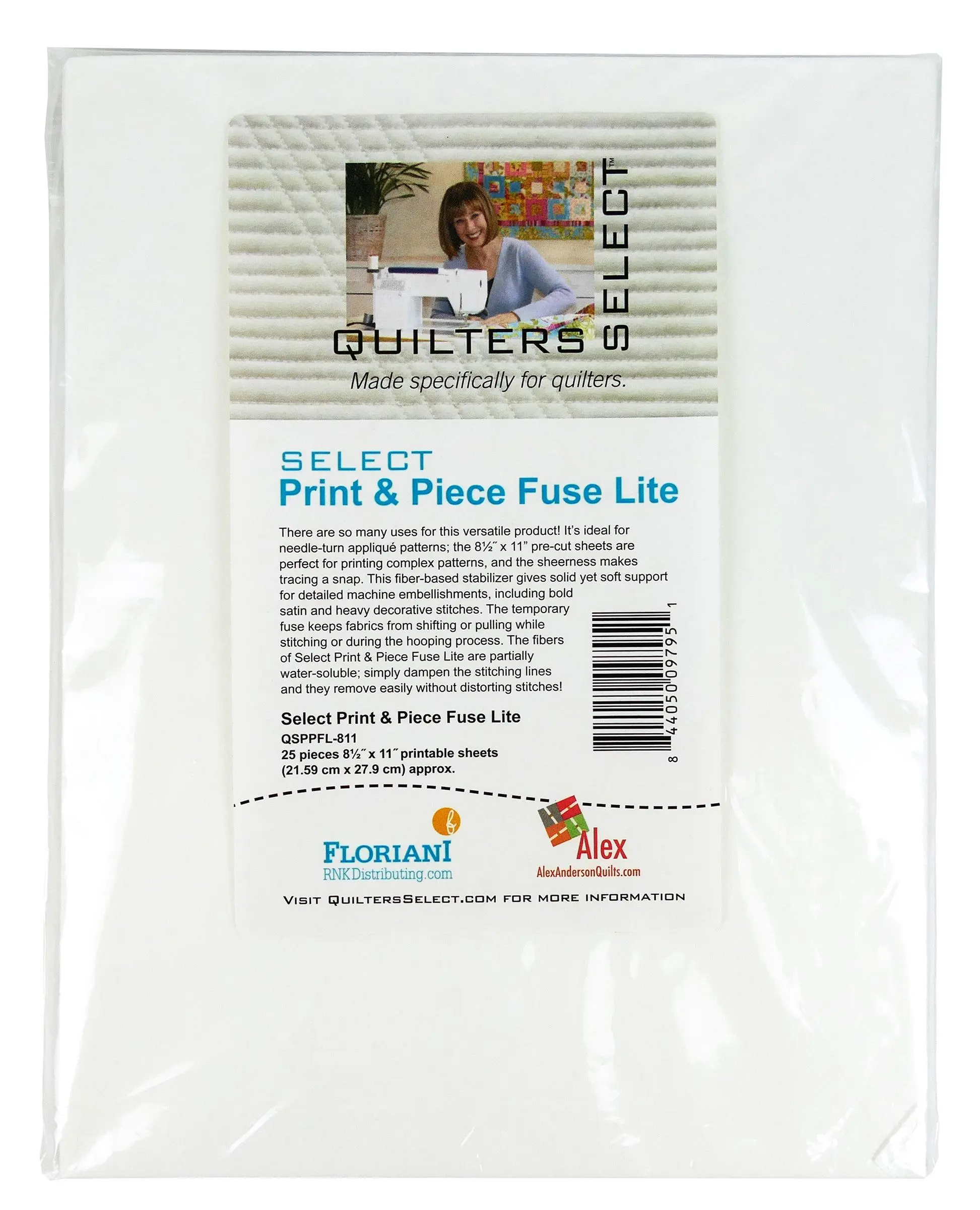 Quilters Select Print & Piece Fuse Lite - 25 Sheets - 8.5" x 11"