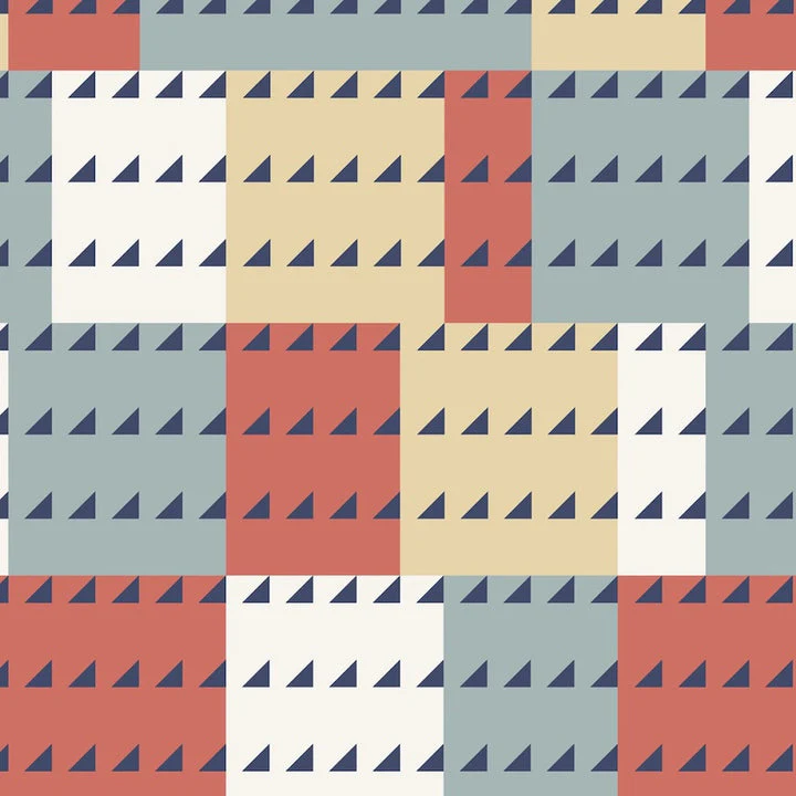 Red and Navy American Bold Imperial Cotton 44/45 Fabric Per Yard