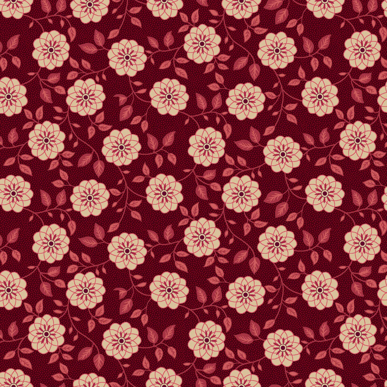 Red Bachelor Buttons Lost Gardens of Heligan Cotton 43"/44" Fabric Per Yard
