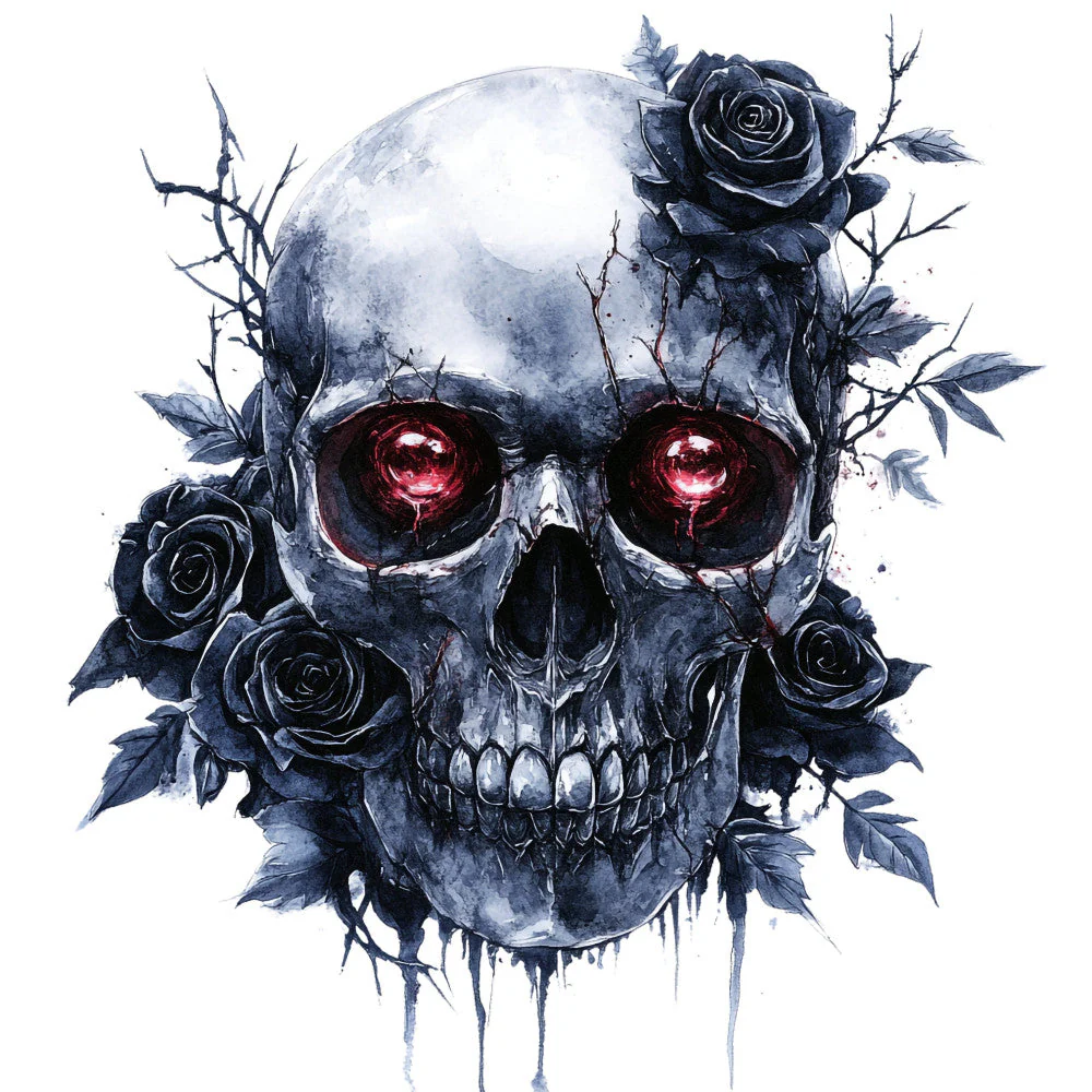 Red Eyed Skull Fabric Panel 18