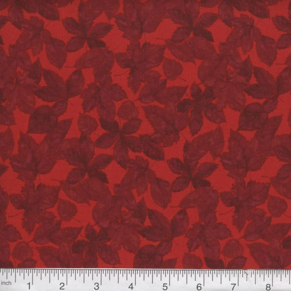 Red Harvest Leaves 45" Wide Cotton Fabric Per Yard