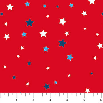 Red Multi Stars 44"/45" Cotton Fabric Per Yard