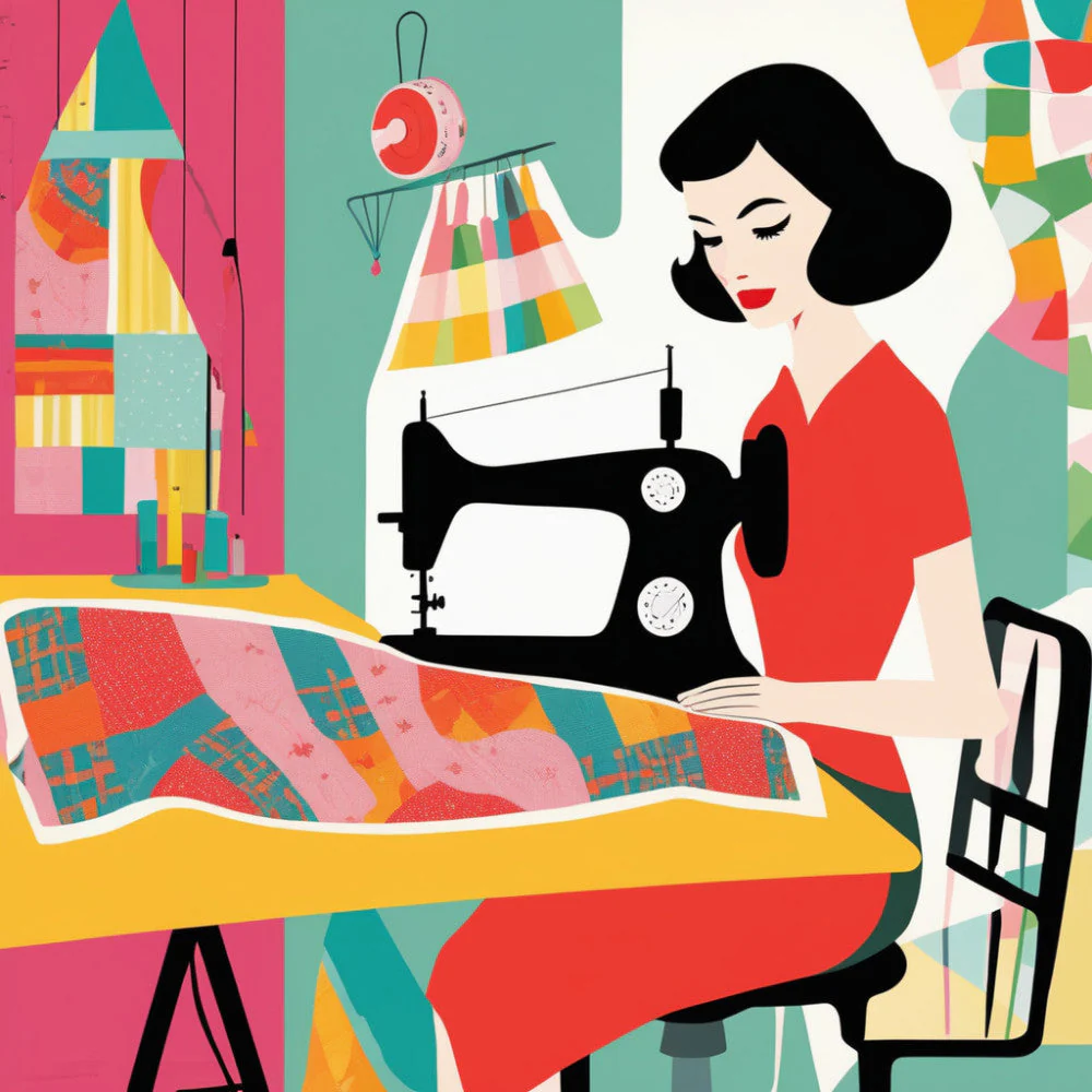 Retro Sewing Fabric Panel 2