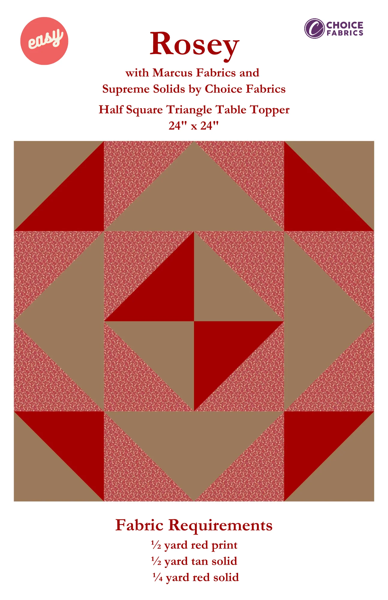Rosey - Half Square Triangle Table Topper - Quilt Kit - Image 3