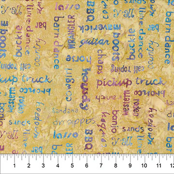Saddle Up Words Cheese Sauce Cotton 43"/44" Fabric Per Yard
