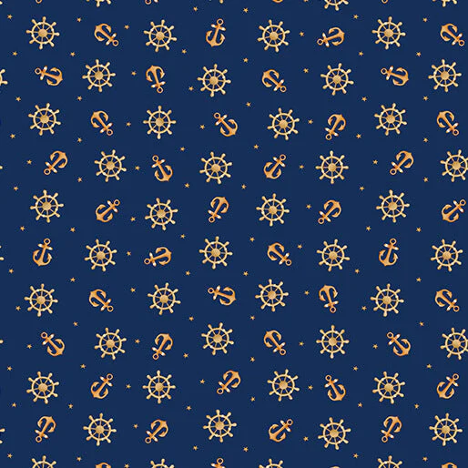 Sail Away - Anchors Away - Navy 44" / 45" Fabric Per Yard