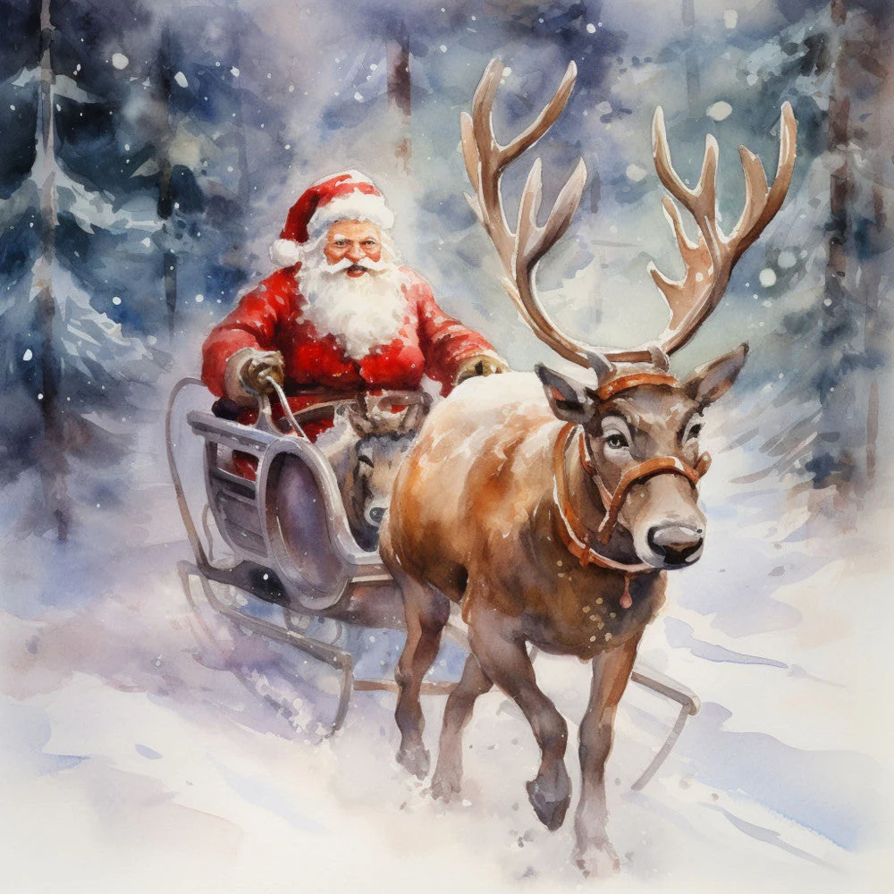 Santa Claus Flying Fabric Panel 2
