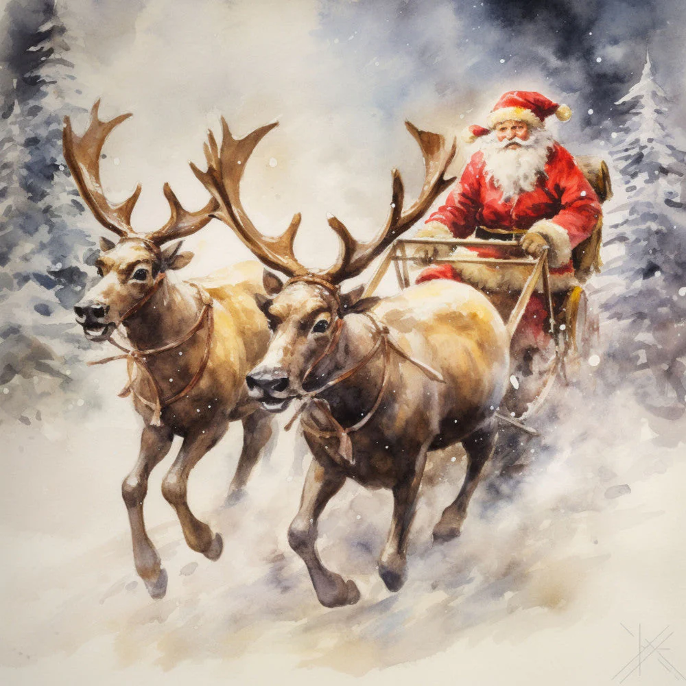 Santa Claus Flying Fabric Panel 3