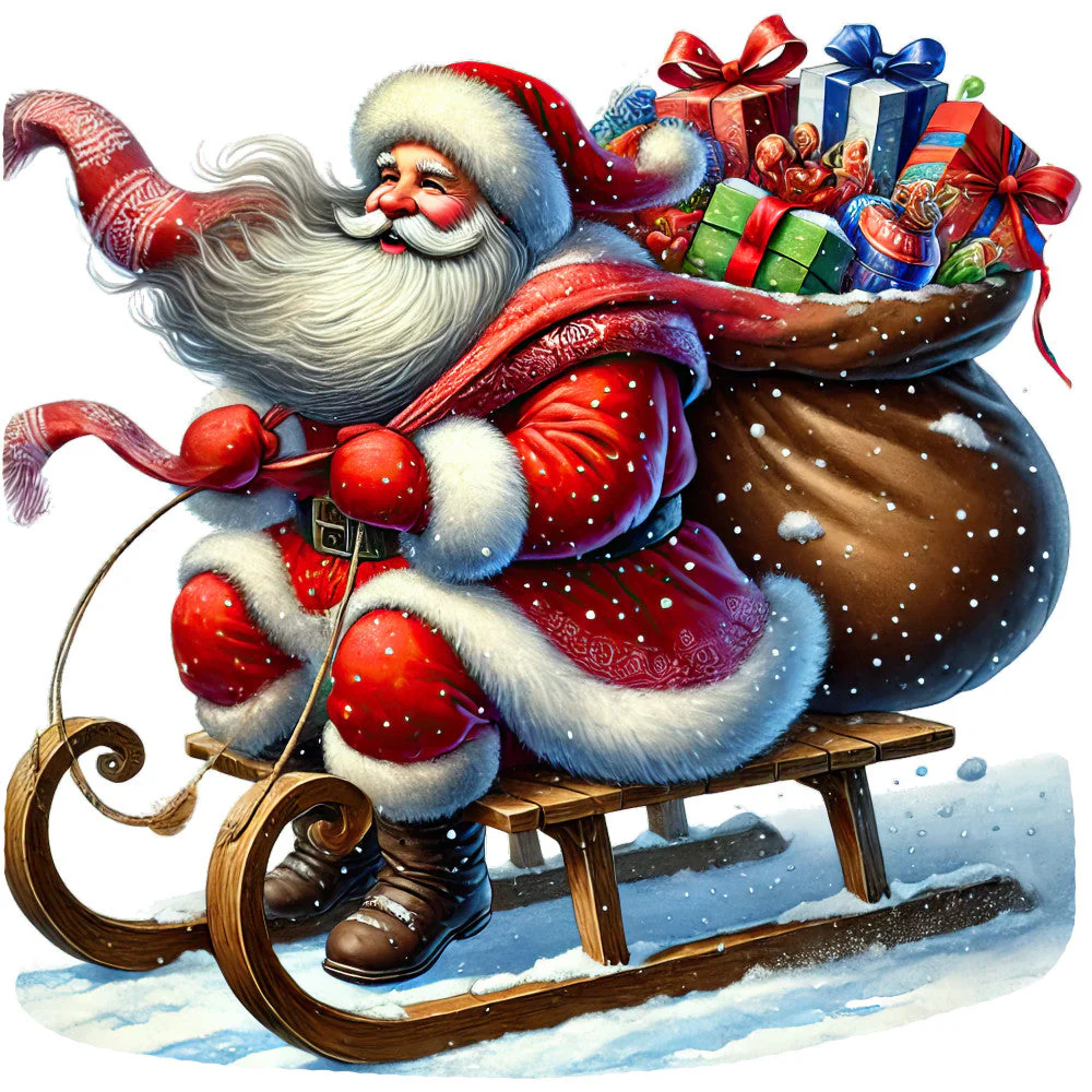 Santa Claus Scenes Fabric Panel 8