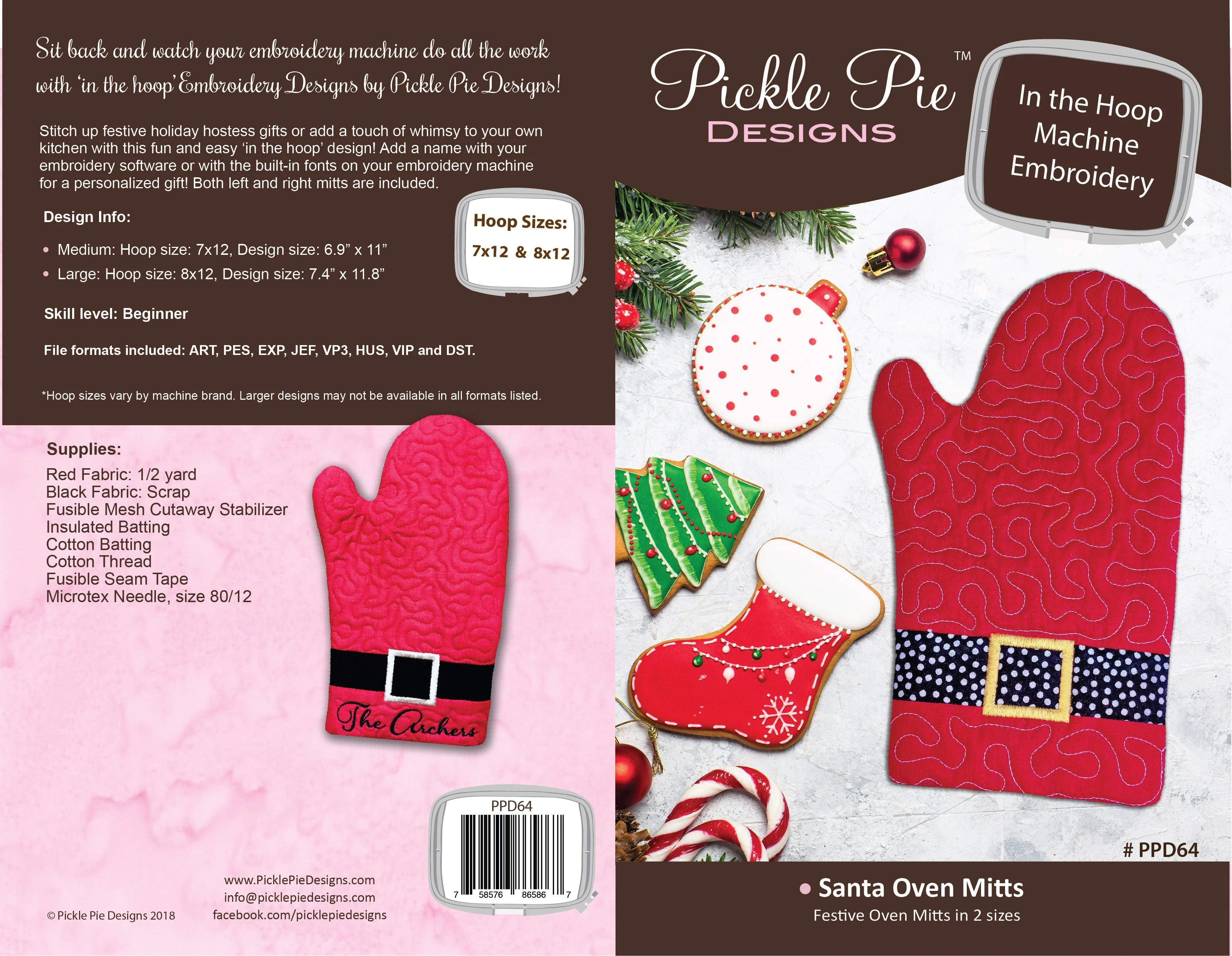 Santa Oven Mitts In the Hoop Embroidery Design Collection