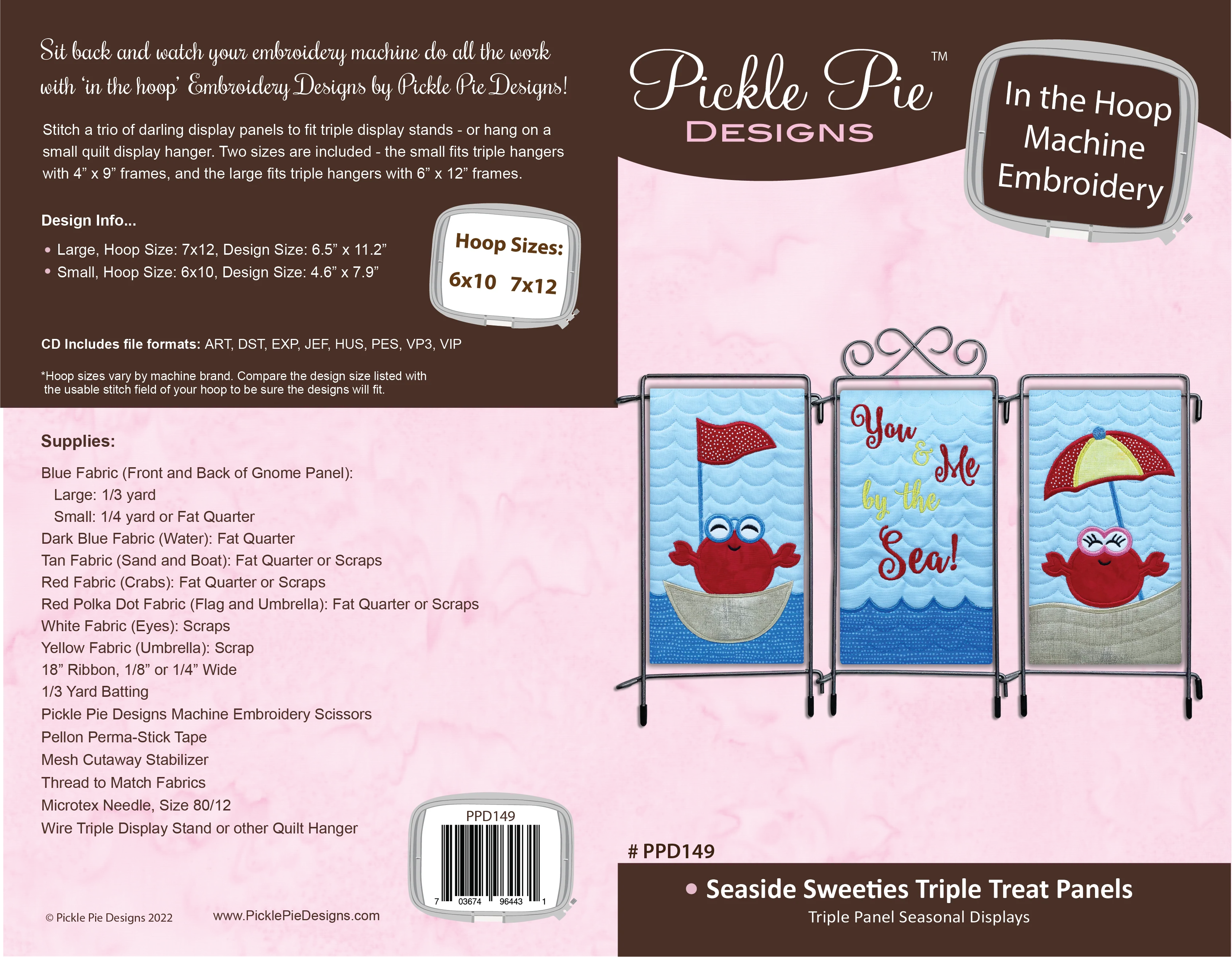 Seaside Sweeties Triple Treat Panels In the Hoop Embroidery Design Collection