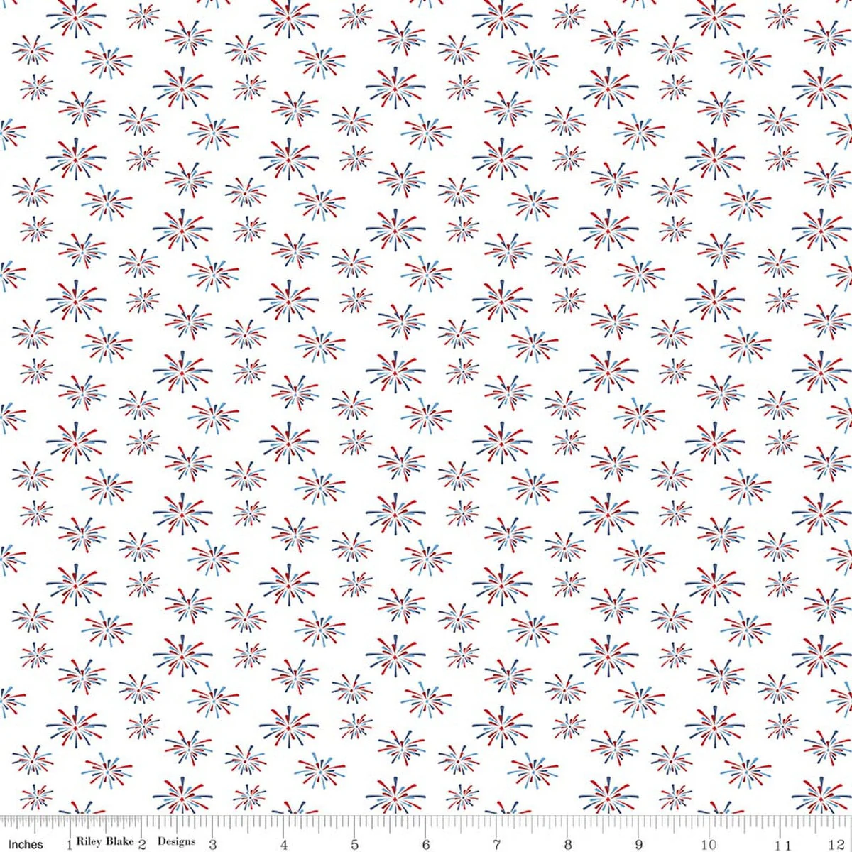 Seasonal Basics Fireworks White 44"/45" Cotton Fabric Per Yard