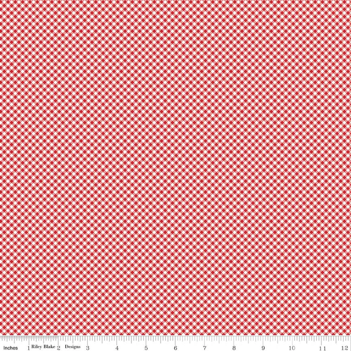 Seasonal Basics Gingham Red 44"/45" Cotton Fabric Per Yard