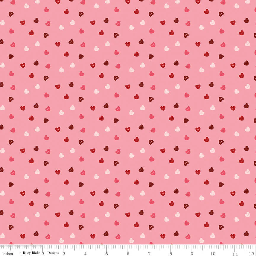Sew in Love - Hearts - Rose 44"/45" Fabric Per Yard