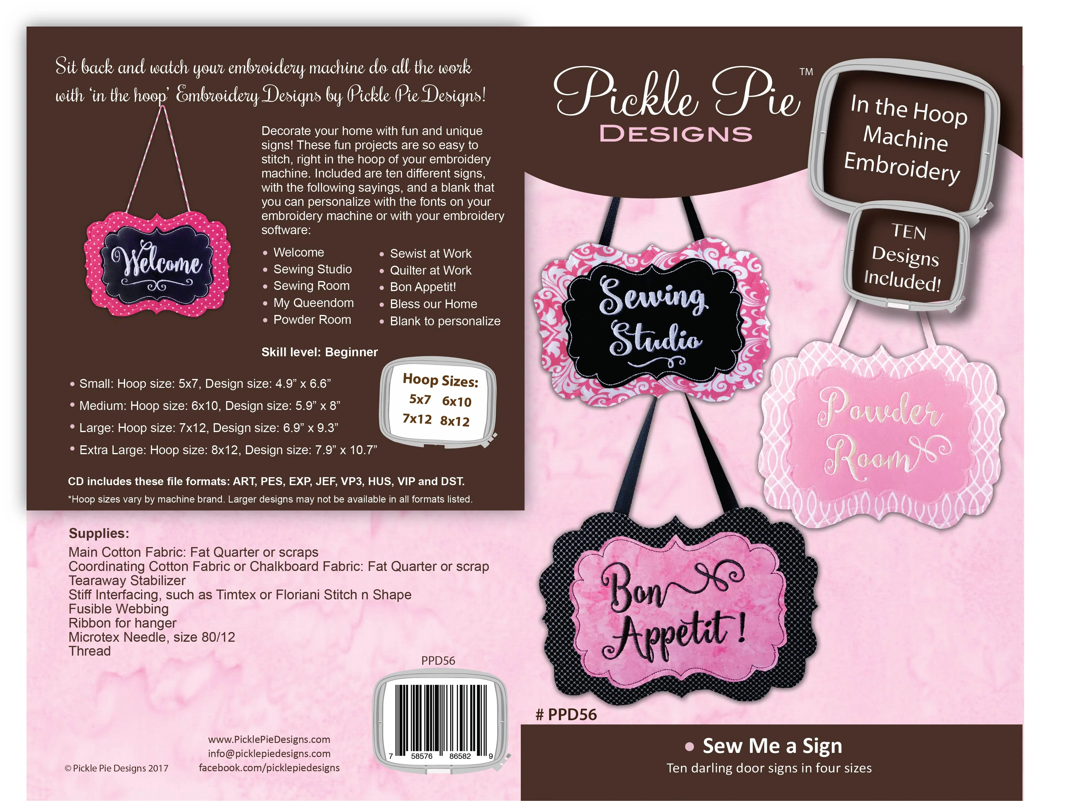 Sew Me a Sign Machine In the Hoop Embroidery Design Collection