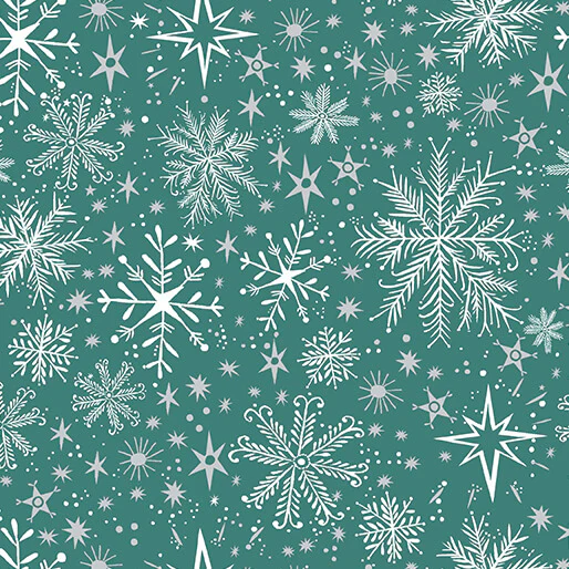 Snow Frost Teal Cotton 44"/45" Fabric Per Yard
