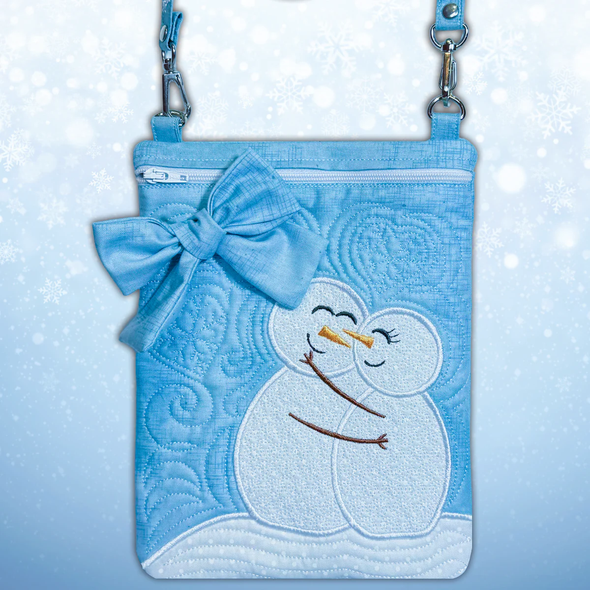 Snow in Love Crossbody Bag In-the-Hoop Machine Embroidery Design Pickle Pie Designs - Image 3