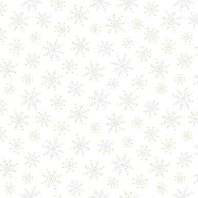 Snowflakes Metallic White Gold Merry Mix 43"/44" Cotton Fabric Per Yard