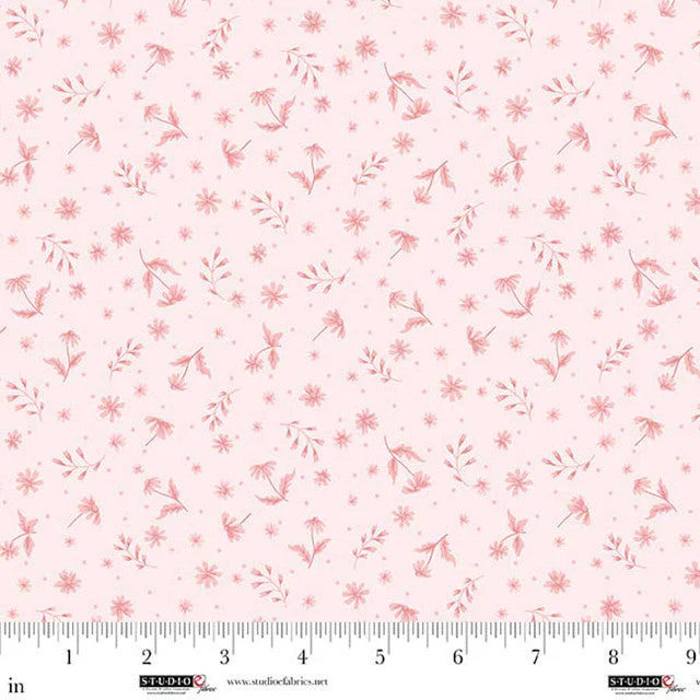 Soft Pink Mini Wild Flowers Layla 44"/45" Cotton Fabric per Yard