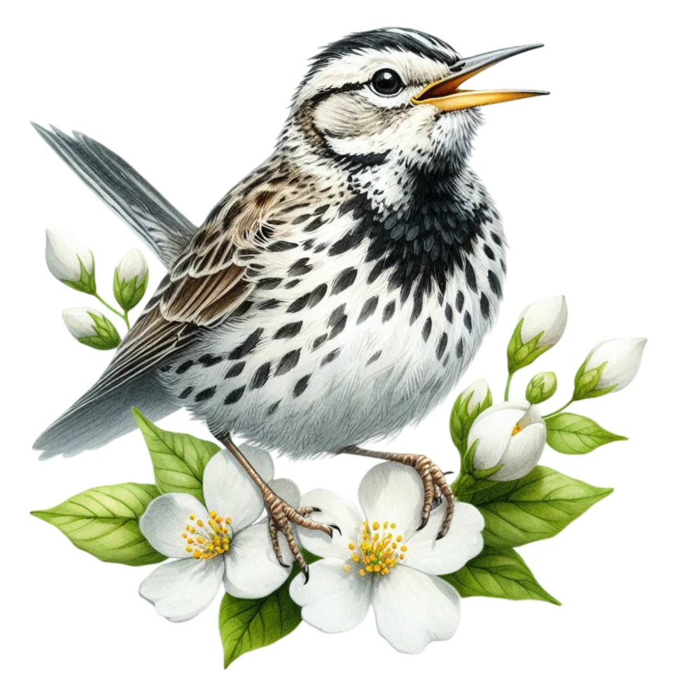Spring Birds and Flowers Fabric Panel 5