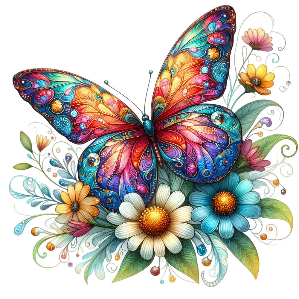 Spring Flowers and Butterflies Fabric Panel 27