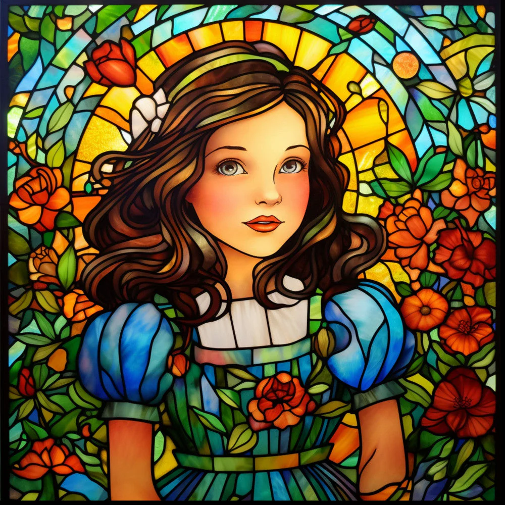 Stained Glass Wizard of OZ Fabric Panel 2