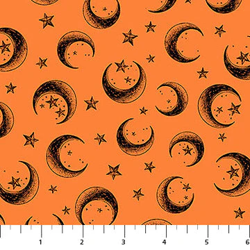 Stars Orange 44"/45" Cotton Fabric Per Yard