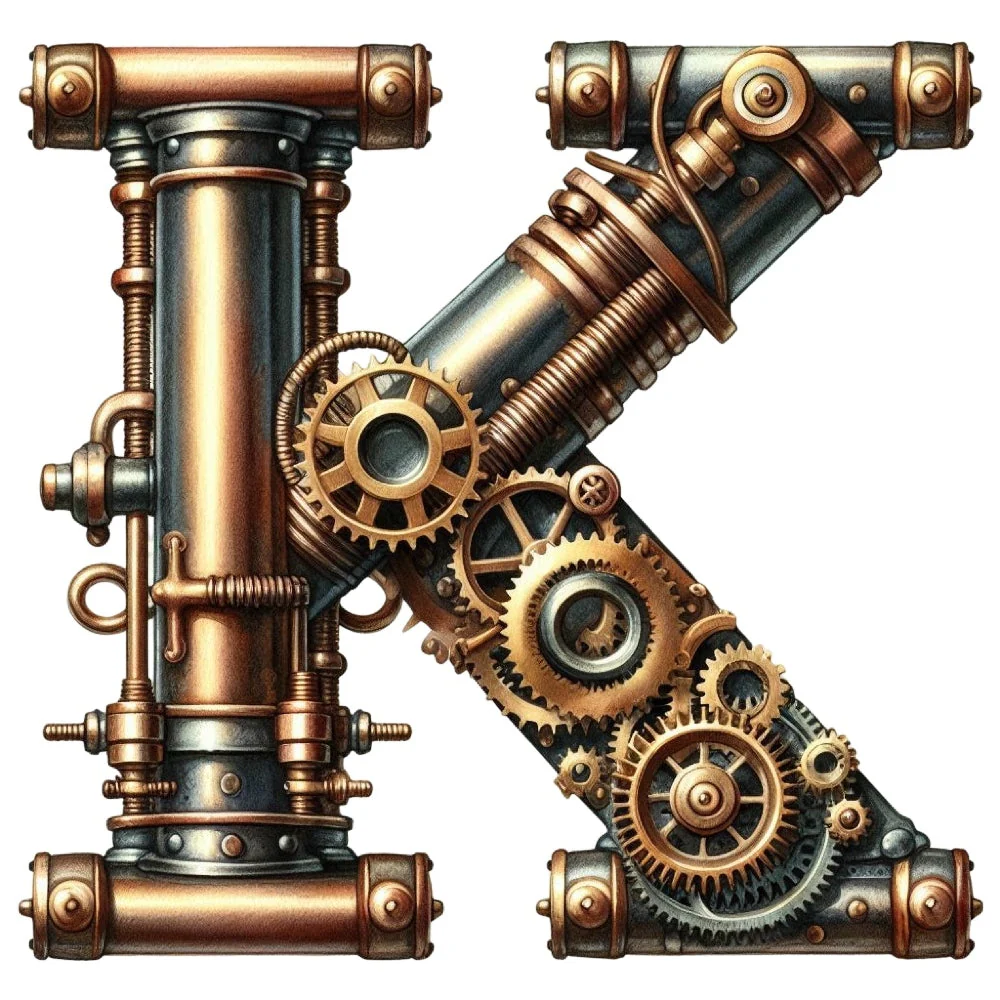 Steampunk Letter K Fabric Panel