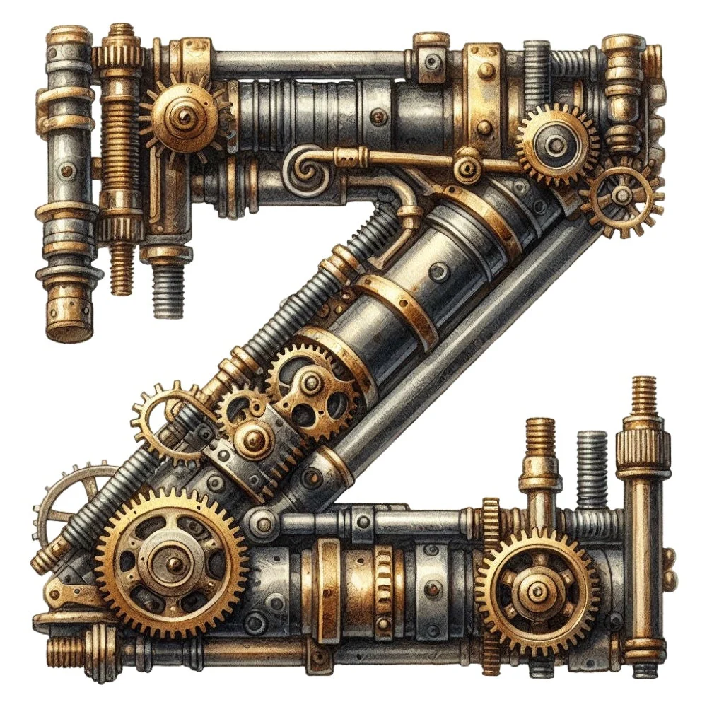 Steampunk Letter Z Fabric Panel