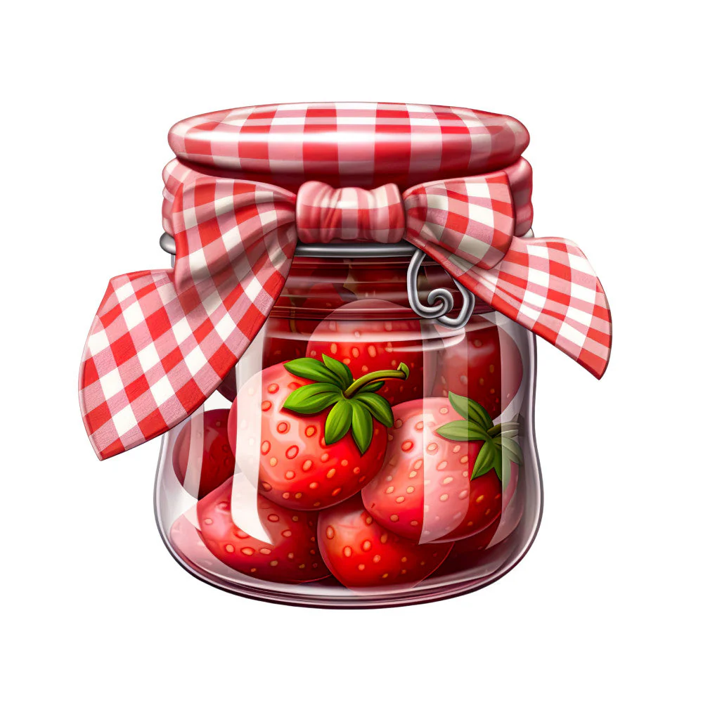 Strawberry Jam Jars Fabric Panel 3