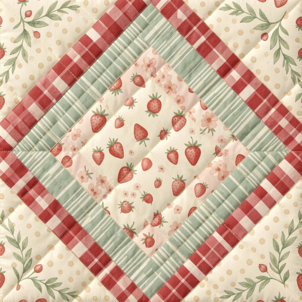 Strawberry Patchwork Fabric Panel 11