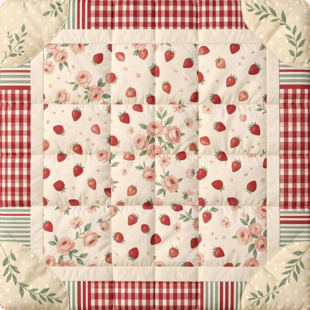 Strawberry Patchwork Fabric Panel 14