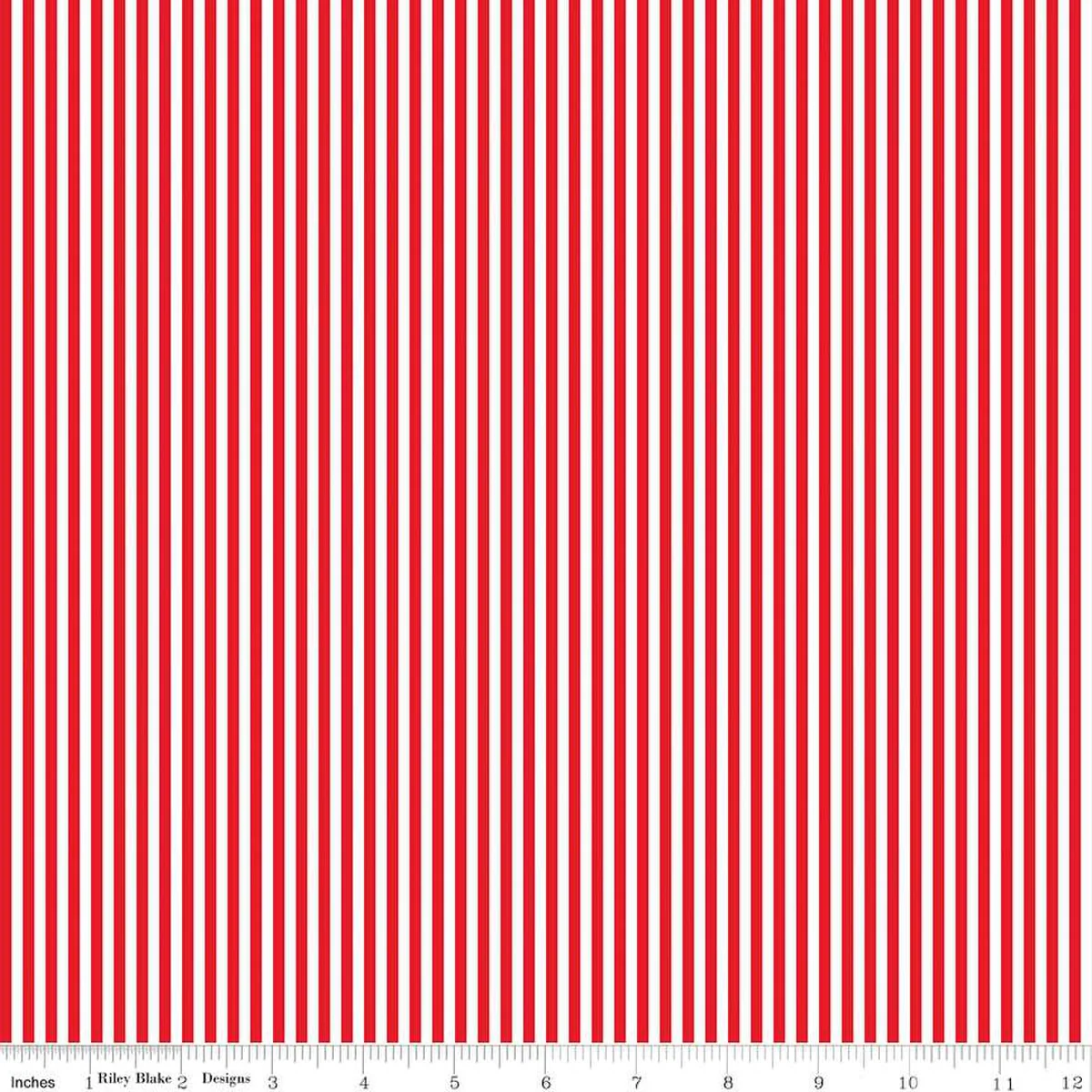 Stripe 1/8 Inch Red 44"/45" Cotton Fabric Per Yard