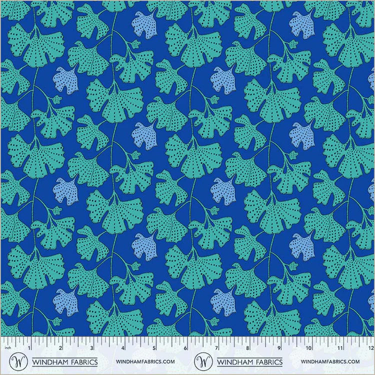 Sunshine Ginkgo Cerulean High Density Cotton 44"/45" Fabric Per Yard