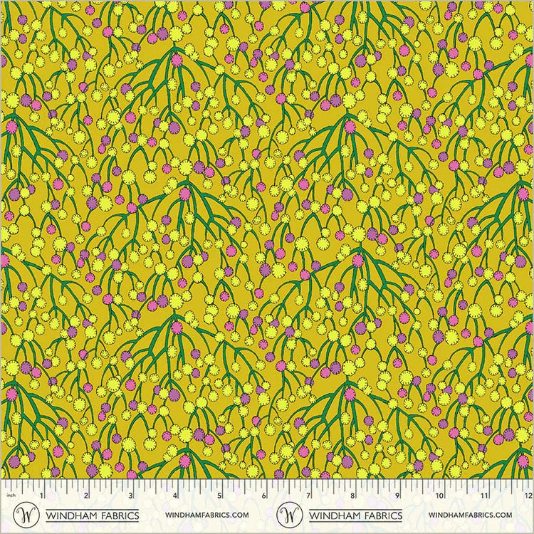 Sunshine Huckleberry Chartreuse High Density Cotton 44"/45" Fabric Per Yard