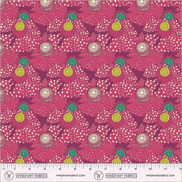 Sunshine Polka flower Plum High Density Cotton 44"/45" Fabric Per Yard