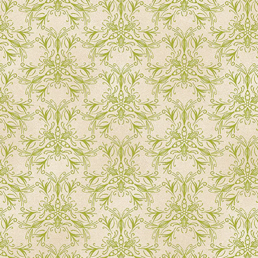 Swarm Lime/Ivory Ground Works Cotton 44"/45" Fabric Per Yard