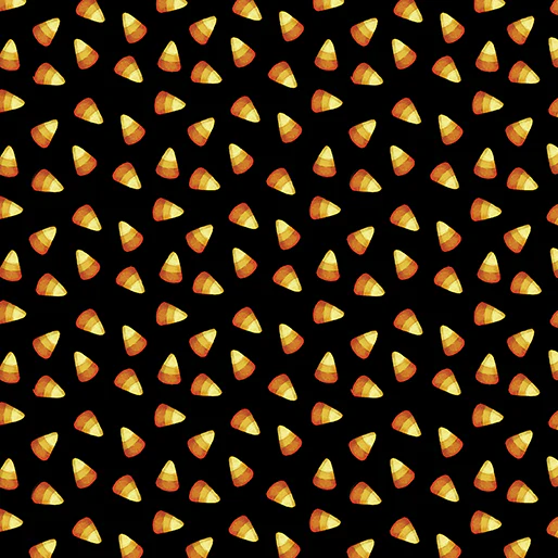 Sweet Candy Corn Black Cotton 44"/45" Fabric Per Yard