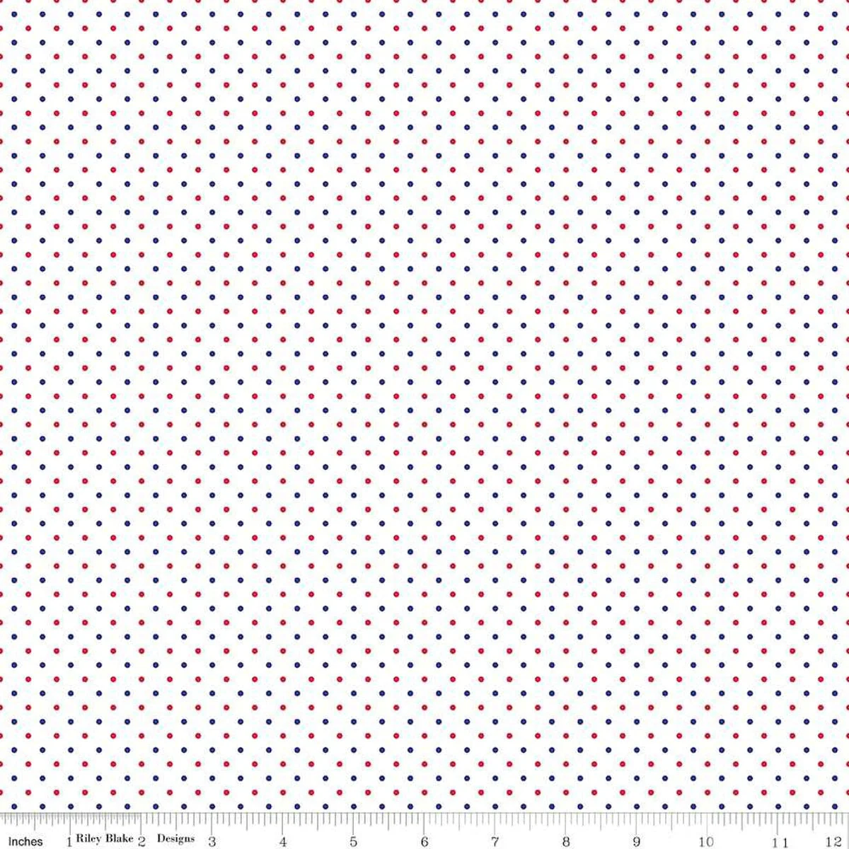 Swiss Dot On White Patriotic 44"/45" Cotton Fabric Per Yard