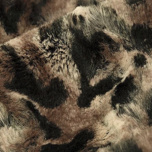 Taupe/Black Luxe Cuddle Bobcat 52"/57" Fabric per yard - Image 2