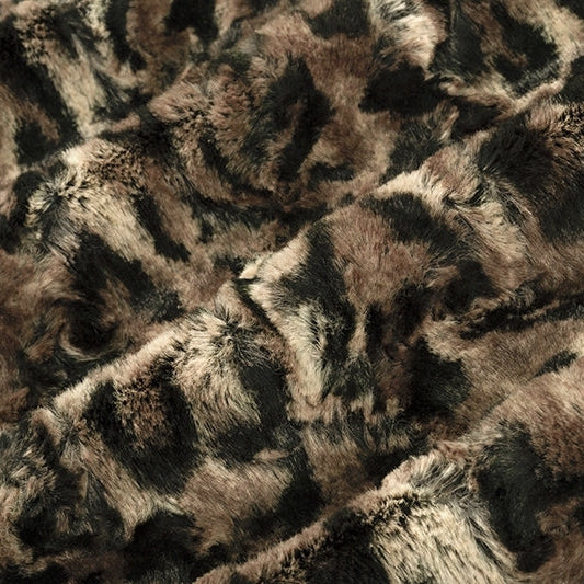 Taupe/Black Luxe Cuddle Bobcat 52"/57" Fabric per yard - Image 3